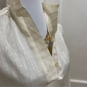 Vintage Elegant Cream Blouse with Button Details